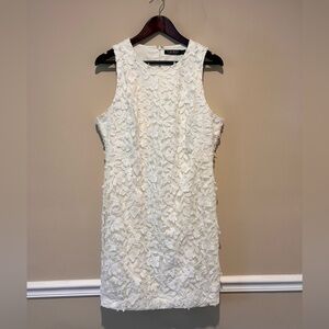 Lauren Ralph Lauren White Floral Embroidered Sleeves Dress Size 16